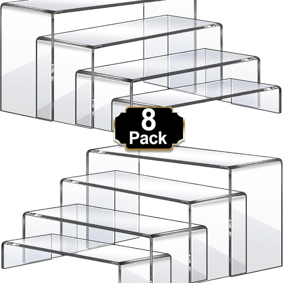 Large Acrylic Risers, 8 Pcs 2 Set7”L~8”L~9”L Acrylic Display Set Rectangular Sta - Picture 1 of 7